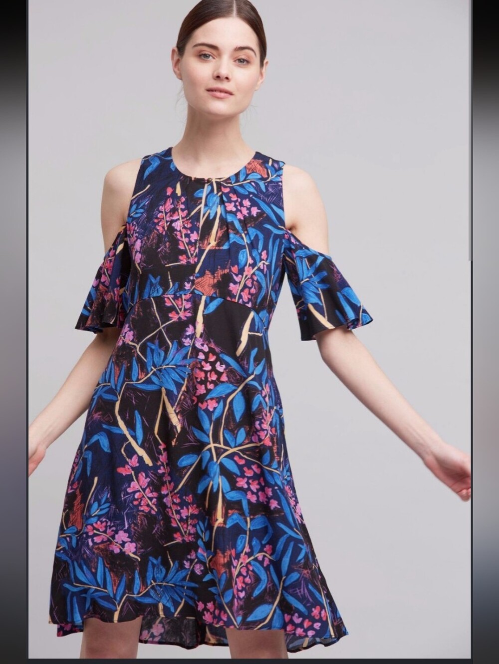 285.anthropologie Maeve Midi Dress Cold Shoulders